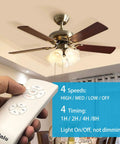 Universal Ceiling Fan Remote Kit With Receiver, Compact Size shown with ceiling fan and remote in hand, 3 speed settings.