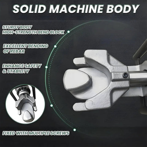 Solid body of Hot 1100W Portable Rebar Bender Tool For Steel Rods Up To 22mm showing bend block and stability features.