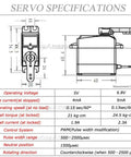 Specifications sheet for Beefy 25Kg RC Digital Servo With Full Metal Gear Waterproof 180 Degree Control Angle DS3225MG showing dimensions and specs.