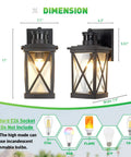 Dimensions of 2 Pack Outdoor Wall Lanterns With Motion Sensor And Dusk To Dawn, Matte Black Sconces With Clear Glass, PIR Activated.