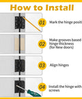 Installation steps for Built Tough Heavy Duty 4 Inch Black Exterior Door Hinges Three Pack With Removable Pin Square And Round Corner Design