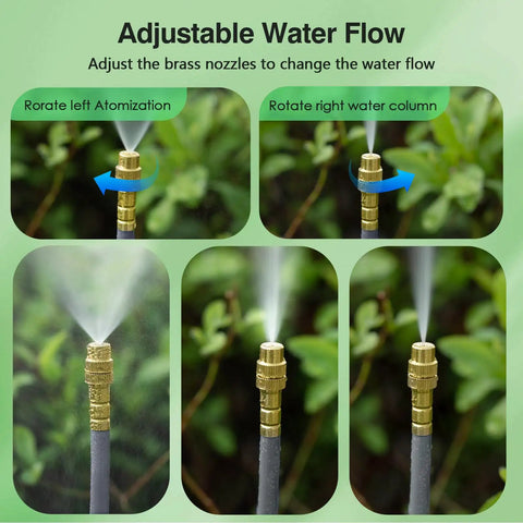 Adjusting brass nozzles on Double Head Drip Irrigation System With 360 Degree Adjustable Sprayers And 24 Nozzles For Even Watering