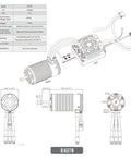 Technical drawing of 2250KV Sensored Brushless RC Car Motor For 1/8 Scale Monster Trucks, showing dimensions and components