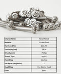 M4 Cabinet Screws Assortment Kit 25 To 50 Mm 100 Pcs Pan Washer Head Phillips Machine Screws for installation, silver nickel finish