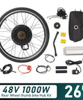 Powerful 48V 1000W 26 Inch E Bike Hub Motor Wheel Kit Rear Wheel With Thumb Throttle And Pedal Assist Sensor components