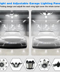 Ultra Bright 200W LED Garage Light With 8 Adjustable Panels For E26 E27 Sockets Ceiling Fixture in garage setting