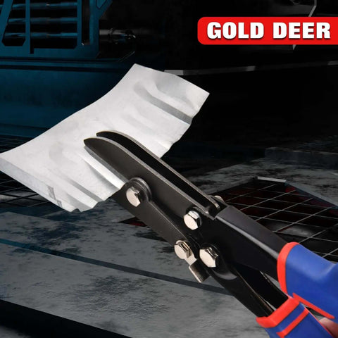 Five Blade Hand Crimper For 22 To 28 Gauge Sheet Metal Duct Work Downspout And Stove Pipe Crimp Tool with ergonomic TPR handle in use