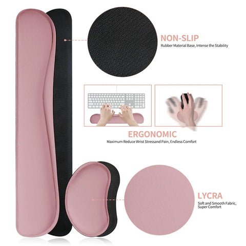 3 In 1 Large Keyboard And Mouse Pad Set With Ergonomic Wrist Rests, Waterproof Non Slip Base Desk Mat For Computer, Purple Pink Color, 31.5 Inch By 15.7 Inch, Ideal For Gaming And Office Use