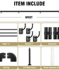 Assembly parts for Heavy Duty Black Pipe Stair Handrail For Indoor And Outdoor Steps Aluminum Metal Railing includes brackets, tubes, screws.