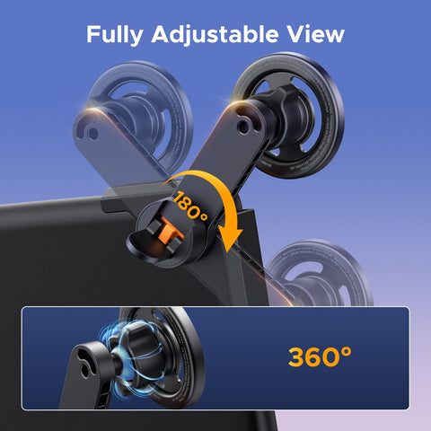 Tesla Model 3 And Y MagSafe Car Mount With Ultra Strong Magnetic Hold For iPhone, 180° and 360° adjustable view shown