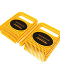 Solid Two Pack Extended Table Saw Featherboards Dead On Adjustable Fence Guard With Split Rail Miter Slot Track For No Fuss Routing And Killer Rip Cuts Daily, yellow polymer featherboards with dual grip handles.