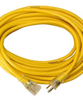 Rugged Heavy Duty Outdoor Extension Cord With Lighted End For Tools And Equipment 100 Foot 14 Gauge SJTW Jacket Three Prong Plug Weatherproof Power Cord For Construction Sites And Landscaping