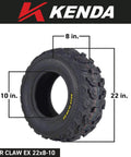 Bearclaw EX 22x8x10 Front ATV UTV SxS Tires 6 Ply Aggressive All Terrain Tread With Rim Saver Technology for rough trails