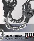 8mm Chain Lock For Scooters And EBikes High Security Anti Theft Lock With 3 Keys Waterproof Scooter Bag Included close-up