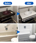 Before and after using Odorless Tub And Tile Refinishing Kit For DIY Bathroom And Kitchen White Coating With Tools 3 Pack Kit