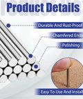 60Piece 3mm By 30mm Stainless Steel Shelf Dowels For Cabinets And Furniture Heavy Duty 304 Pegs installed in wood surface
