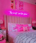 Pink 25x11 Inch Neon Sign LED Neon Lights For Bedroom Wall Decor Dimmable Silicone Tubes With Clear Acrylic Back