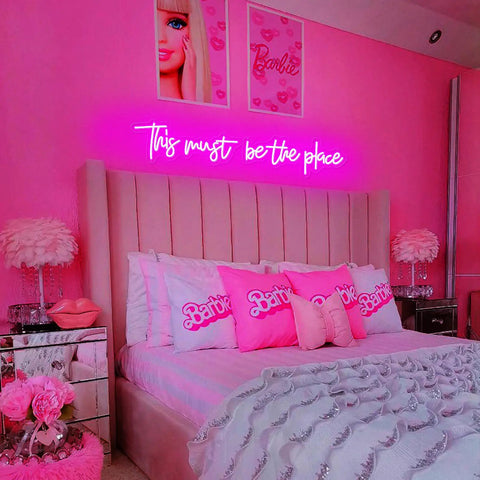 Pink 25x11 Inch Neon Sign LED Neon Lights For Bedroom Wall Decor Dimmable Silicone Tubes With Clear Acrylic Back