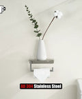 Toilet Paper Holder With Phone Shelf Fits Five Inch Rolls 304 Stainless Steel Brushed Finish Wall Mount Bathroom Organizer