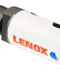 LENOX hole saw with arbor, 1-inch diameter, white housing and dark cutting teeth
