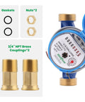 DN20 3 Quarter Inch NPT Water Meter With Pulse Output AWWA C712 Certified Cold Water Flow Meter parts including gaskets and couplings