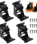 Heavy Duty Steel Folding Hinges With Tough Self Locking Grip 4 Pack, black steel brackets for tables and bed legs.
