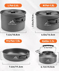 27 Piece Camping Cookware Kit For Two To Four People With Kettle Pots And Pans, Stainless Steel Utensils And Plates
