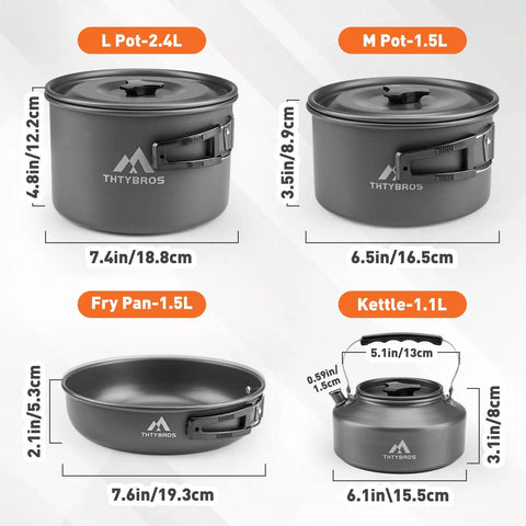 27 Piece Camping Cookware Kit For Two To Four People With Kettle Pots And Pans, Stainless Steel Utensils And Plates