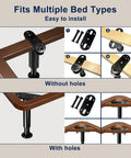 Illustration showing installation steps for Heavy Duty Adjustable Bed Legs With Grippy Rubber Base for multiple bed types.