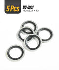 5 metal and rubber seals from the 45 Piece Auto A C Gasket And Seal Kit With Self Centered Bonded Seals And Port Washers