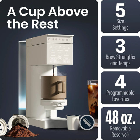 Single Serve Coffee Maker With Brew Strength And K Cups Or Grounds Compatibility, Iced Coffee Function, 48 Oz Removable Water Reservoir