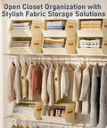 Stackable Closet Organizers And Storage Bins With Open Front Design Steel Frame And Fabric Baskets for Wardrobe