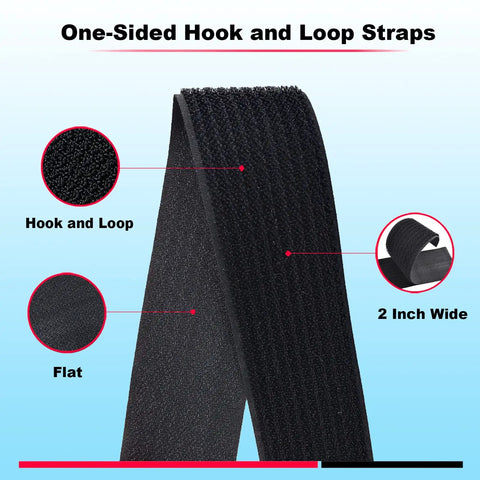 Close-up of two-inch wide hook and loop straps, highlighting texture and thickness, for organizers and fasteners.