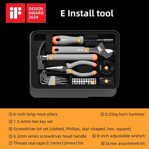 Compact DIY Tool Set For Home Improvement With Stackable Handy Tool Kit Including Adjustable Wrench, Screwdrivers, Hammer, Pliers