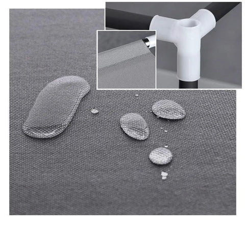 Close-up of waterproof fabric cover with water droplets on Portable Wardrobe Closet 49 x 17 x 66 Inch, Waterproof Fabric Cover.