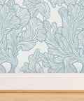 Premium Neutral Tropical Textured Vinyl Wallpaper Hella Durable Commercial Grade Wallcovering Custom Printed Paste Finish Smooth Leather Texture For Home Refresh blue, textured leaf pattern on wallpaper.