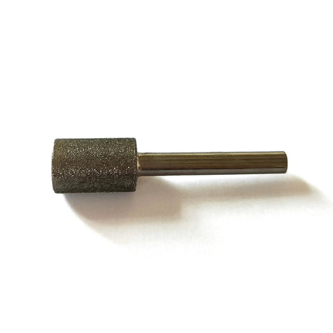Side view of Pro Grade 14mm Diamond Grinding Bits Cylinder Head One Quarter Inch Shank 120 Grit Diamond Coated Burr Mounted Point