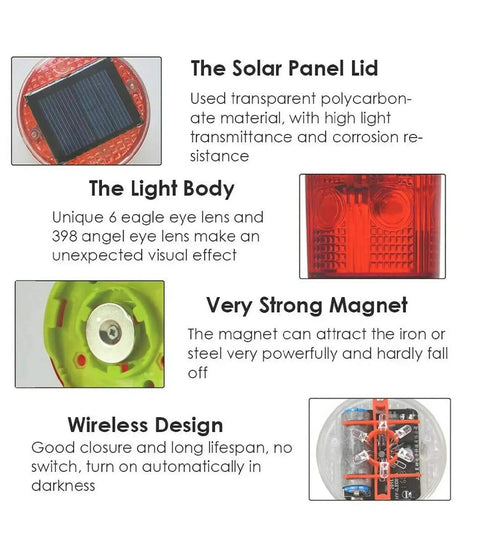 Top Notch Solar Strobe Warning Light Built Tough With Heavy Duty Magnetic Base High Bright Led Flashing 360 Degree Auto On At Night Ip65 Waterproof Road Ready Construction And Traffic Beacon Green