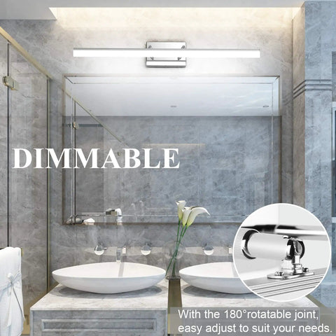 31.5 Inch Dimmable LED Vanity Light For Bathroom Chrome Fixtures Over Mirror With 180 Degree Adjustable Arm
