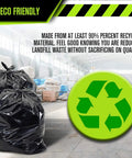 Heavy Duty 95 And 96 Gallon Garbage Bags 50 Pack With Bulletproof 2 Mil Thickness for eco-friendly waste disposal in warehouse.