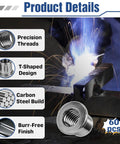 60 Piece T Shaped Weld On Nut Assortment With Four Popular Sizes Shop Grade Automotive Hardware For Chassis Fabrication And Frame Rebuilds Built Solid For Daily Grinds details showing precision threads, carbon steel build, and burr-free finish.