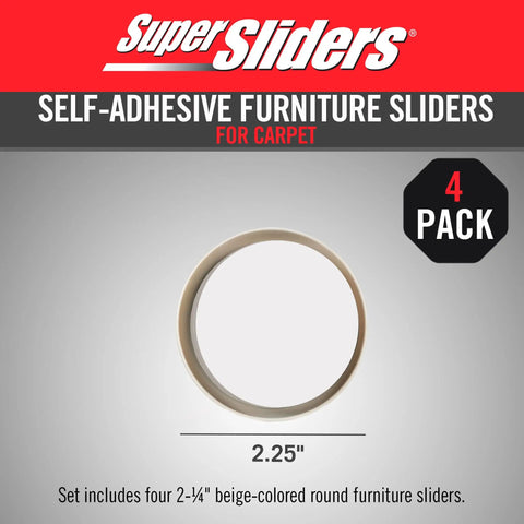 Slide Heavy Items With No Struggle Peel And Stick Floor Savers Round Furniture Sliders For Carpet Gliding Smoothly Over Area Rugs Zero Hassle When Shifting Couches Or Dressers In Warm Tan Shade Pack Of Four. Set of four 2.25-inch round tan sliders.