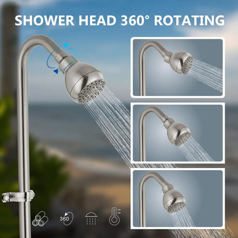 Killer Outdoor Shower Kit Featuring Solid Brass Mixing Valve And Stainless Steel Pipe With Dual Handle Brushed Nickel Finish And All Season Weather Proof Build For Your Ultimate Backyard Oasis Setup
