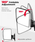 Heavy Duty Magnetic Tractor Side Mirrors With 114 Lbs Each showing 180° foldable adjustment and bracket design
