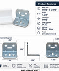 Hella Sturdy Stainless Steel L Brackets With Smooth White Caps Provide Serious Anti Tip Reinforcement For Floating Shelves Drawers And Cabinetry No Sweat Setup Ensures A Flawless Finish Every Single Time showing dimensions and features.