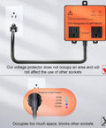 Beefed Up Refrigerator Surge Protector With Double Outlet Voltage Guard And Time Delay For Home Appliances installed in wall socket