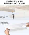Under Desk Cable Management Tray 31.5 Inch Cord Organizer For Wire Management No Drill Drill Compatible Mounts with adhesive options