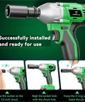 This 3-In-1 Brushless Electric Wrench with 1/2 inch chuck in green, ready for serious car maintenance and auto repair tasks.