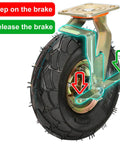 Heavy Duty Pneumatic Rubber Caster Set Featuring Smooth Swivel Brake Options showing brake mechanism and 10 inch wheel for utility carts.