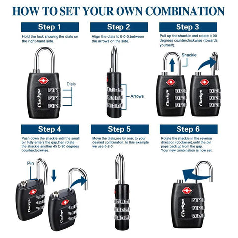 Step-by-step instructions for setting 4 Pack 3 Digit Combination Luggage Locks TSA Approved For Travel On The Go Durable Padlocks